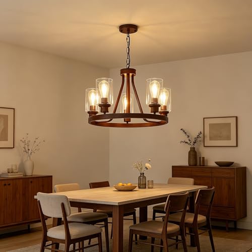 Farmhouse Faux Wood Chandelier (72 Count)