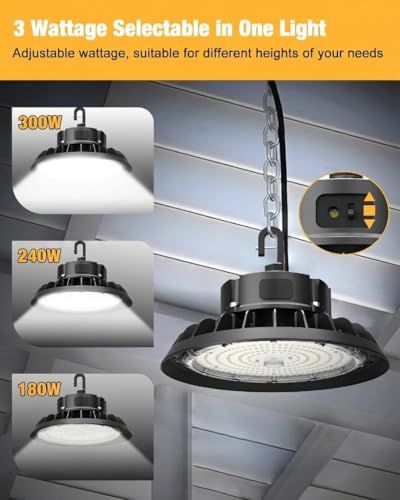UFO LED High Bay Light 300W 45000LM 5000K High Bay LED Shop Lights