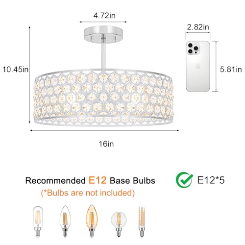 Chrome Crystal Ceiling Light Fixture