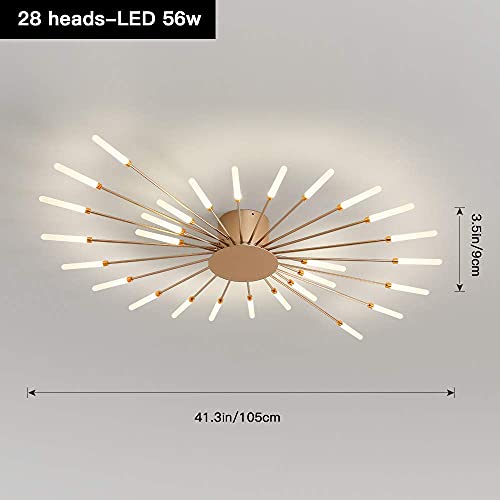 41.3" Ceiling Light Modern Flower Shape Ceiling Lamp for Dining Room Kitchen Hallway Semi Flush Mount Metal Acrylic Sputnik Firework Petal LED Lighting Fixture