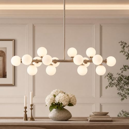 Mid Century Modern Glass Globe Sputnik Chandelier with White Bubble