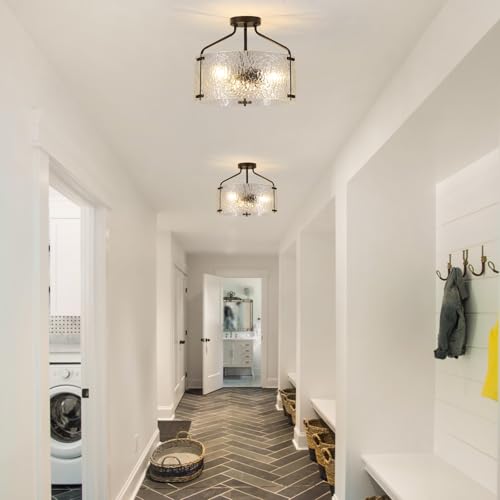 Semi Flush Mount Ceiling Light Fixture 16''Glass Chandelier Kitchen Lighting Fixtures Ceiling 3