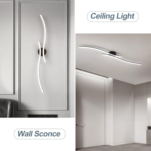 47.24inch Linear Ceiling Light Black Modern LED Ceiling Light Fixture 6000K Aluminum Long Ceiling Lamp for Hallway