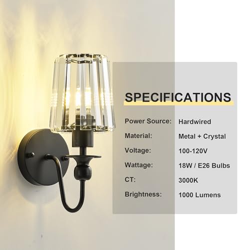 Hardwired Crystal Wall Sconces Set of 2 (2 Count)