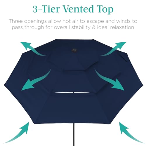 10ft 3 Tier Solar Patio Umbrella