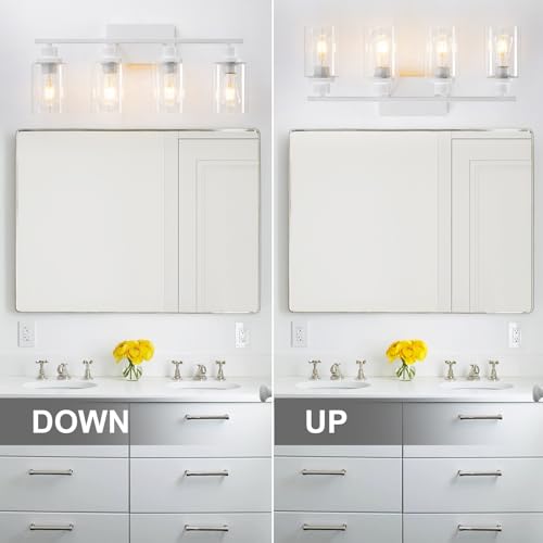 4 Light White Bathroom Light Fixtures Vanity Light Over Mirror Modern Wall Lighting Sconces Rustic Industrial Wall Lamp for Bathroom