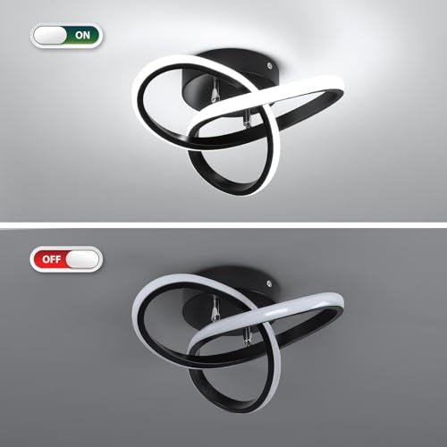 Black Modern Ceiling Light Fixtures 6000K Semi Flush Mount Ceiling Lights Hallway Light Fixtures
