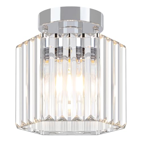 2 Pack Modern Crystal Ceiling Lights Chrome Entryway Light Fixture (2 Count)
