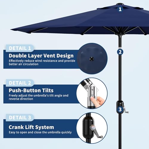 10FT Patio Umbrella 8 Sturdy Ribs Outdoor Table Umbrella