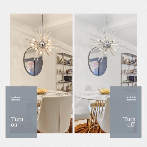 23.6" 9 Light Crystal Sputnik Chandelier Modern Adjustable Firework Globe High Ceiling Fixture for Living Room