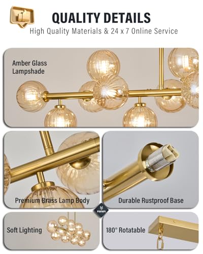 55" Long Brass Gold Chandeliers for Dining Room Kitchen Island