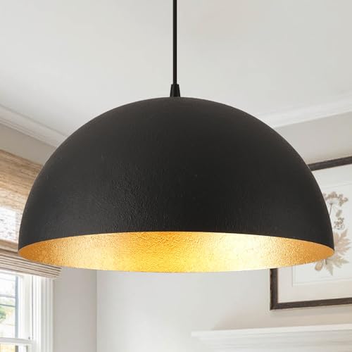 20 Inch Black and Gold Industrial Pendant Lighting for Kitchen Island