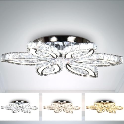 20" Crystal Flower Flush Mount Ceiling Light