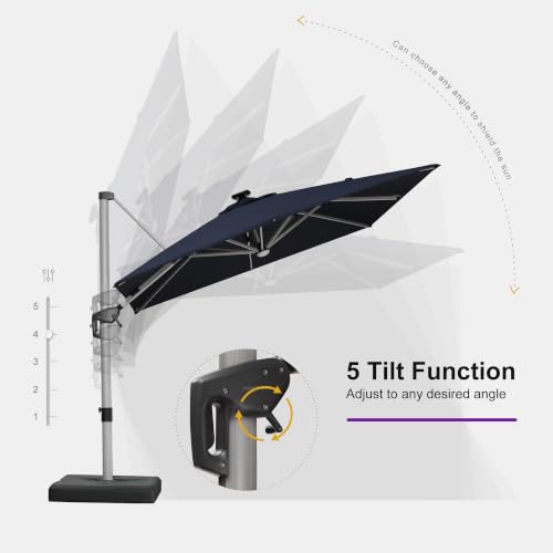 Cantilever Patio Umbrella 10' X 10' Solar LED Light