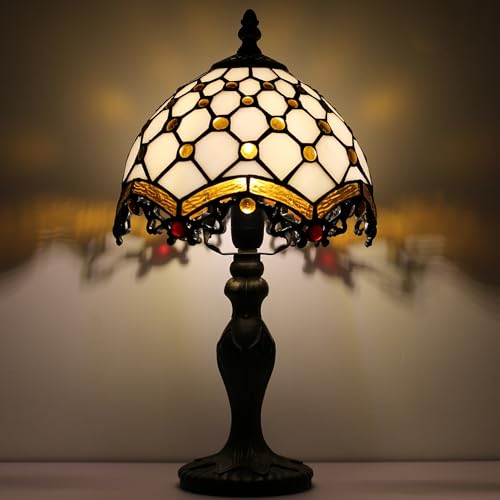 Small Tiffany Table Lamp Stained Glass Memory Lamp Ivory Pearl Style