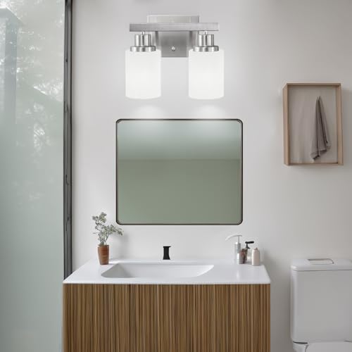 2 Light Nickel Vanity Light Bathroom Light Fixture Over Mirror