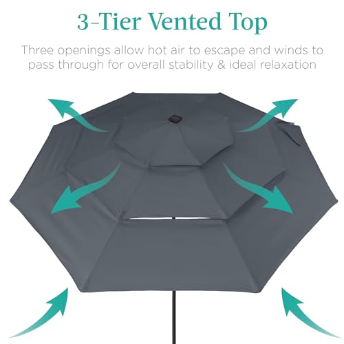 10ft 3 Tier Solar Patio Umbrella