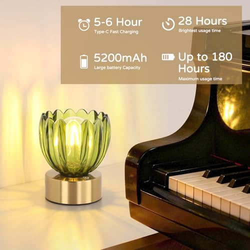Cordless Small Table Lamp with 5200mAh Battery & Touch Control