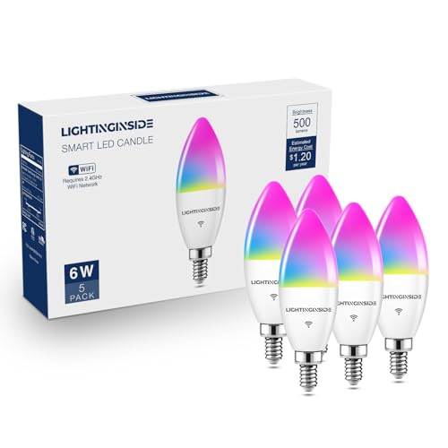 E12 Smart Bulbs 60W Compatible with Alexa (5 Count)