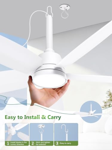 Outdoor Gazebo Ceiling Fan with Light and Remote (White / 36 Inch)