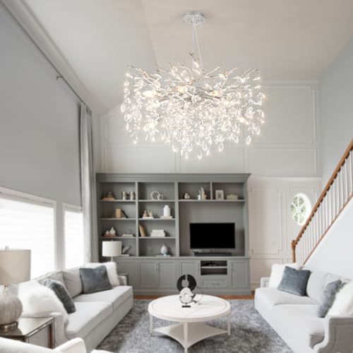 32" Silver Tree Branch Crystal Chandelier 10