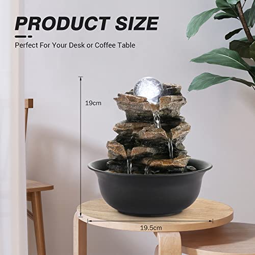 Indoor Water Fountain Tabletop Fountain Stacked Rock with LED Light