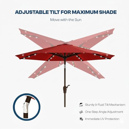 10FT Solar Patio Umbrella with Lights