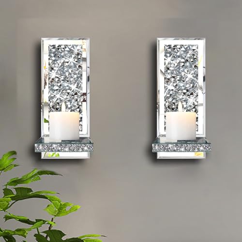 Set of 2 Crystal Crush Diamond Candle Sconces (2 Count)