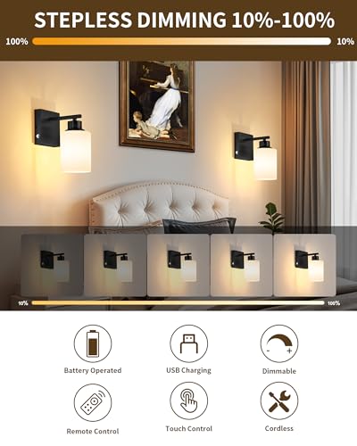 Wireless Battery Operated Wall Sconce Set of Two (2 Count)