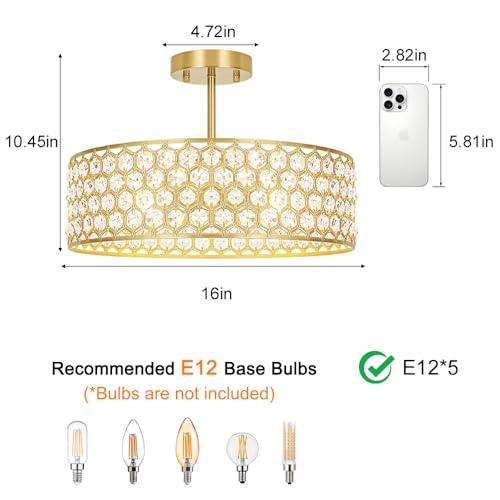 Gold Crystal Ceiling Light Fixture