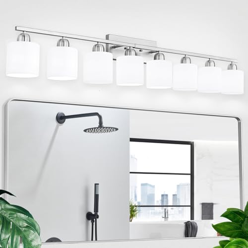 Brushed Nickel Bathrooms Lights for Huge Mirror