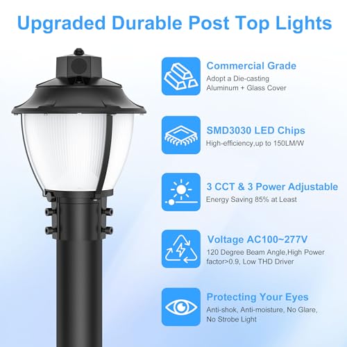 100W LED Post Top Light with Dusk to Dawn Photocell ETL Listed Pole Lights
