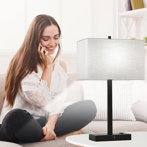 21" Touch Bedside lamps with 2 USB & AC Outlets (2 Count)