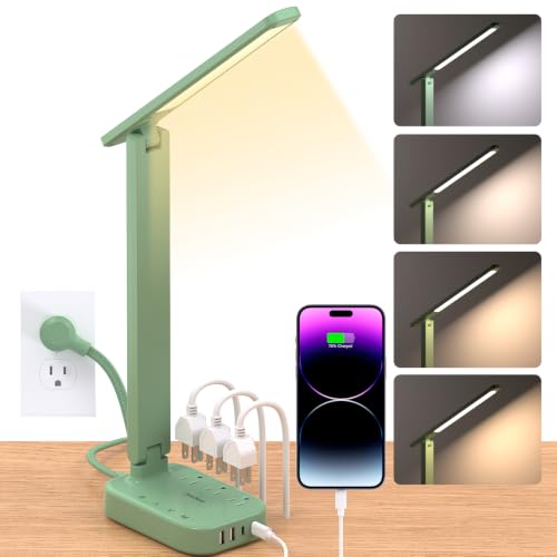 LED Desk Lamp Power Strip with 4 USB 3 Outlets