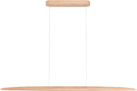 39" 24W Wood LED Linear Pendant Light Fixture Led Dining Room Light Dimmable Hanging Light Fixture for Dining Room Kitchen Island Pool Table Lights Natural Wood Color - Aura Lighting