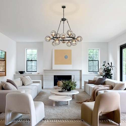 Wagon Wheel Chandelier Modern Sputnik Globe Dining Room Light Fixture 32''