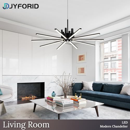 Black Modern Sputnik Chandelier with Remote Control