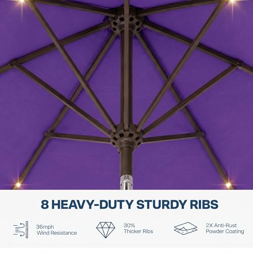 10FT Solar Patio Umbrella with Lights