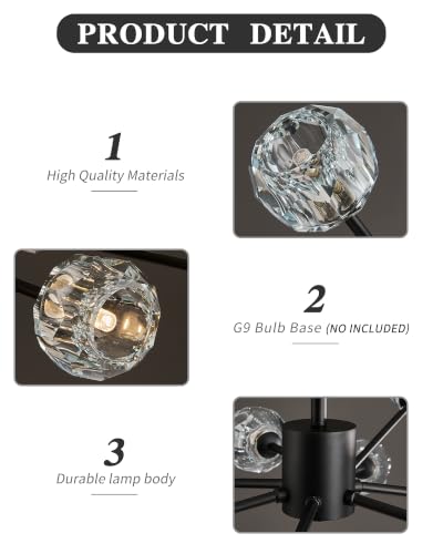 Black Sputnik Chandeliers for Dining Room Light Fixture Over Table