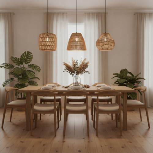 4 Pcs Rattan Lamp Shade Woven Pendant Replacement (4 Count)