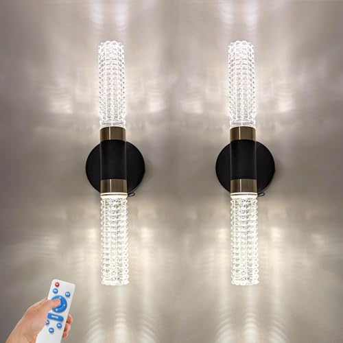 Black Gold Crystal Battery Wall Sconces