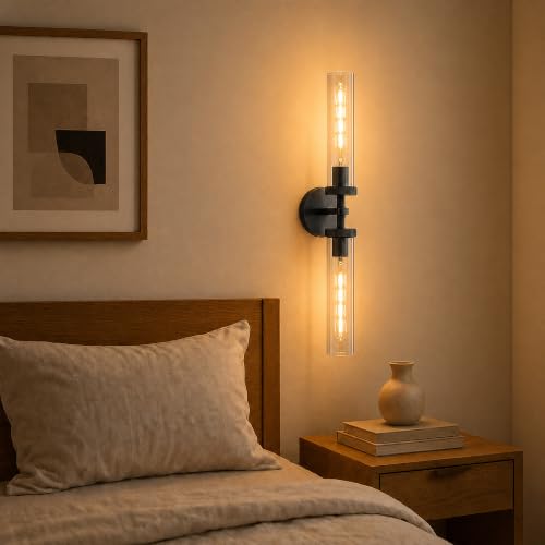 24 inch Bathroom Sconces Set of 2 Linear Black Sconce Hardwired (2 Count)