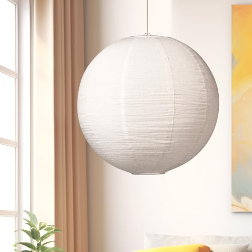 Large Hanging Lamp Shade 20INCH Can Replace Round Paper Lanterns Linen Pendant Light Handmade Hanging Lantern Minimalist Decorations Suitable For The Living Room