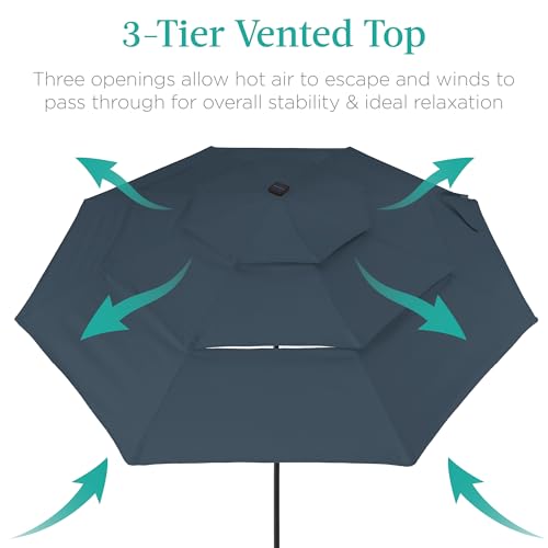 10ft 3 Tier Solar Patio Umbrella