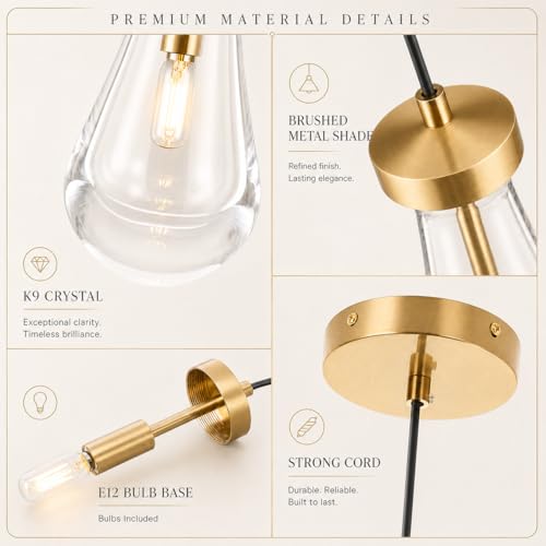 Modern Gold Teardrop Pendant Light (Gold / 3-Light)