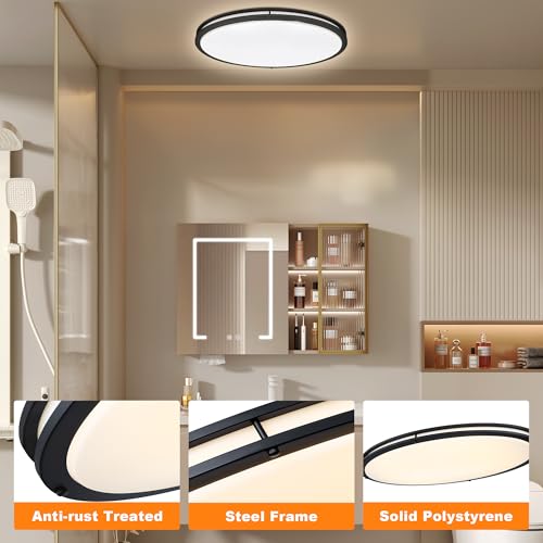 33 Inch Oval Black Ceiling Light Fixture for Living Room