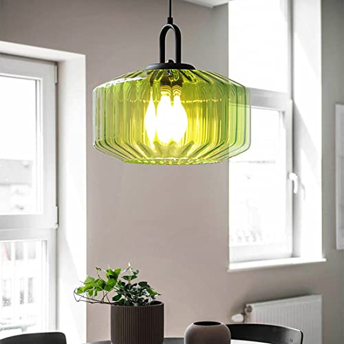 Green Glass Pendant Light Fixture Kitchen Modern Black Pendant Light