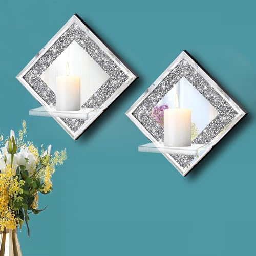 Crystal Crush Diamond Wall Candle Holder Set of 2 (2 Count)