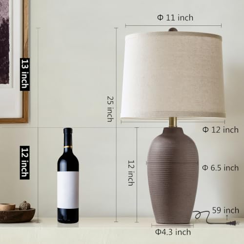 25" Farmhouse Ceramic Table Lamp for Bedroom Living Room