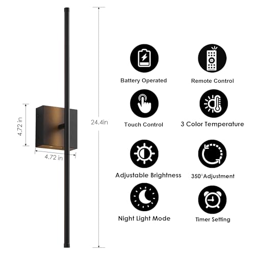 Rechargeable Wall Sconces Battery Operated Set of 2 (2 Count)